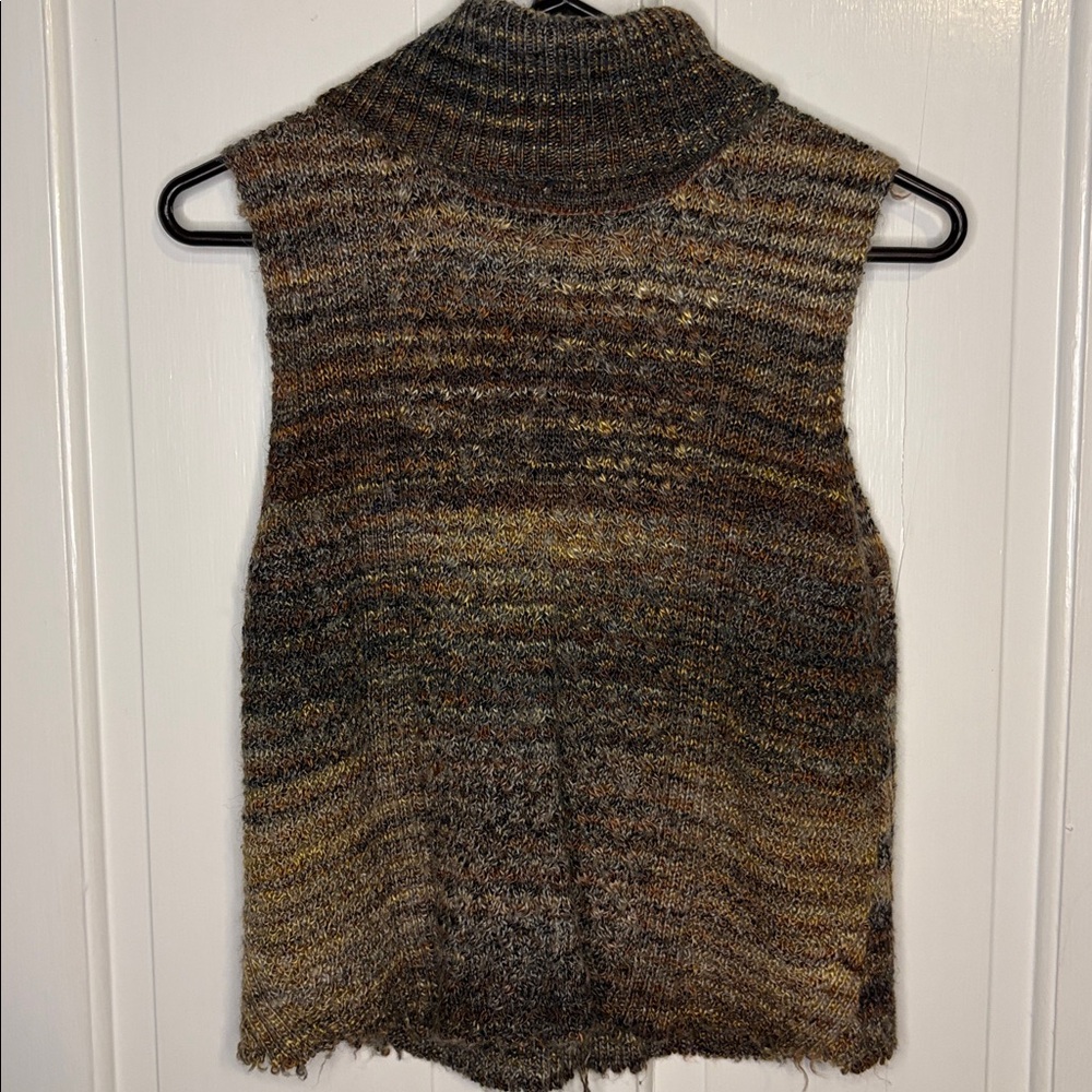 Cato Brown and Tan SleevelessTurtleneck Sweater
